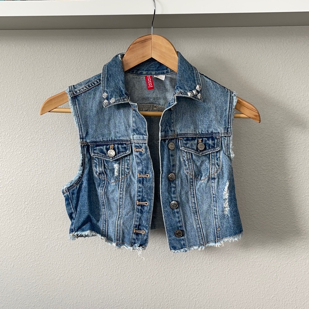 Distressed Crop Jean tank top jacket